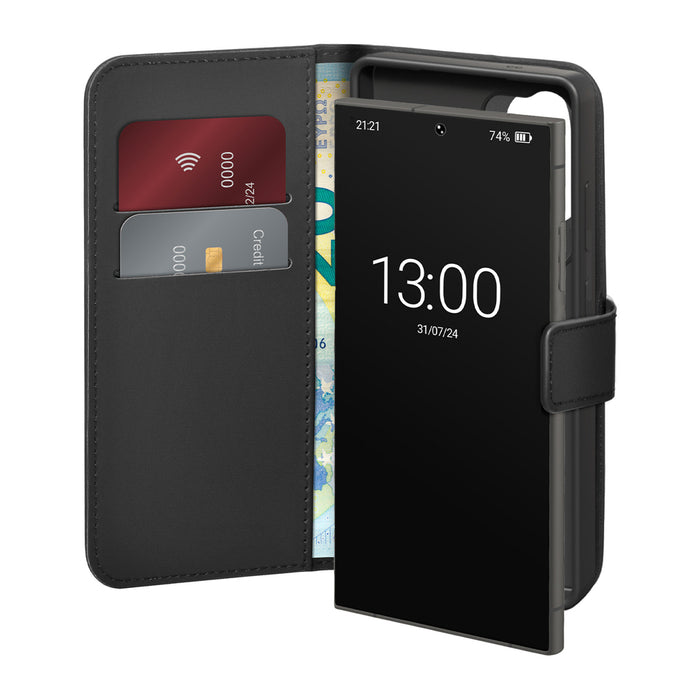 Калъф Puro от еко кожа за Samsung Galaxy S26 Ultra с портфейл - черен