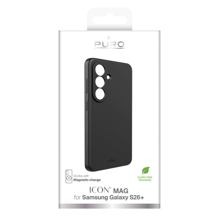 Защитен калъф Puro ICON MAG за Samsung Galaxy S26 Plus, силиконов, съвместим с MagSafe - черен