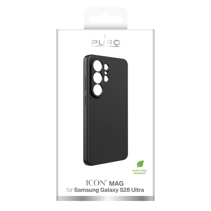 Силиконов защитен калъф Puro ICON за Samsung Galaxy S26 Ultra - черен
