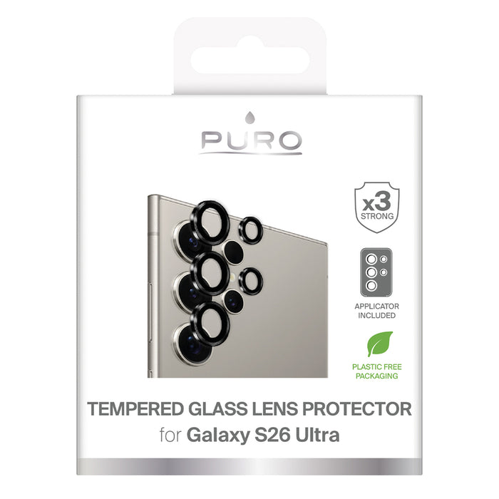 Puro Individual закалено стъкло за задната камера за Samsung Galaxy S26 Ultra - с черни рамки