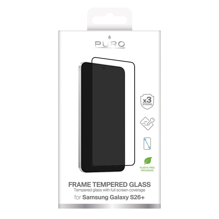 Puro Frame закалено стъкло за Samsung Galaxy S26 Plus - с черна рамка