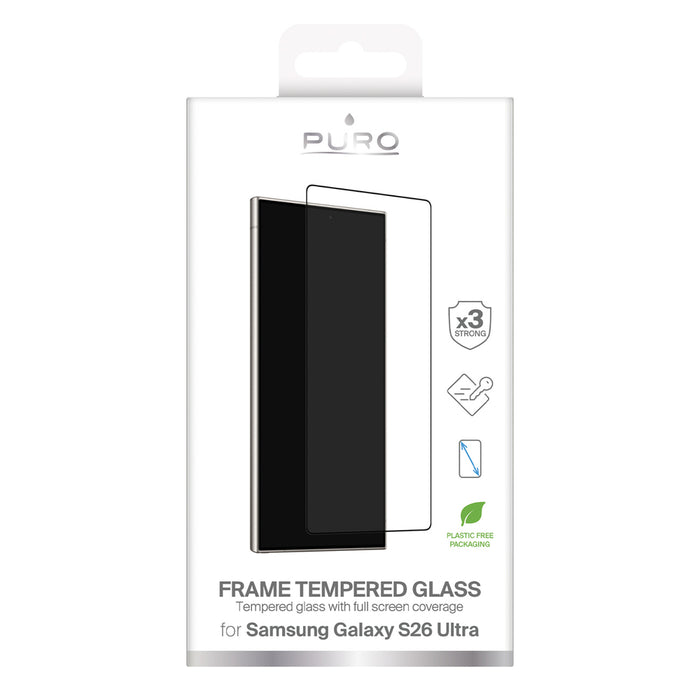 Puro Frame закалено стъкло за Samsung Galaxy S26 Ultra - с черна рамка