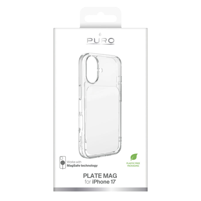 Калъф Puro Plate Mag за iPhone 17, съвместим с MagSafe - бял