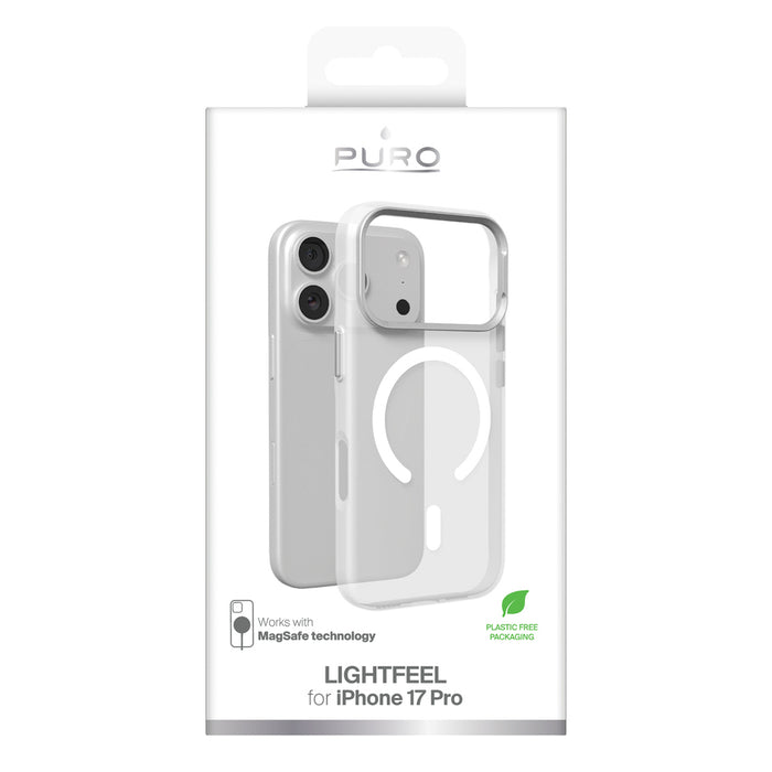 Калъф Puro Lightfeel за iPhone 17 Pro, съвместим с MagSafe - прозрачен и бял