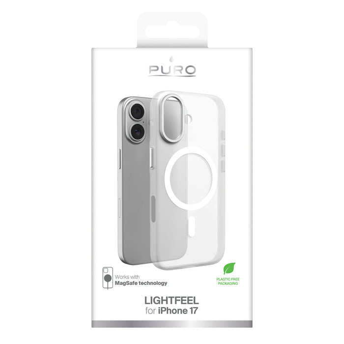 Калъф Puro Lightfeel за iPhone 17, съвместим с MagSafe - прозрачен и бял
