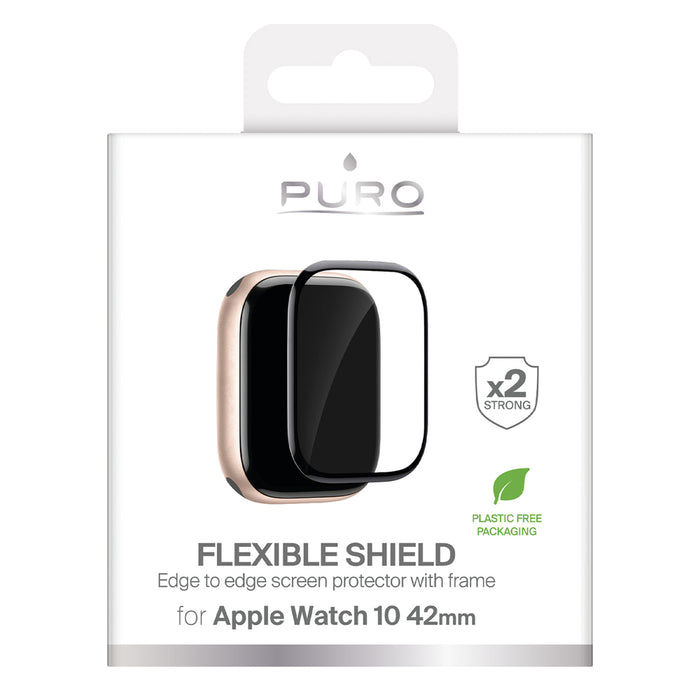 Puro PMMA протектор за екран "FLEXIBLE SHIELD", с включен апликатор, за Apple Watch Series 10 / 11 42 мм, черен
