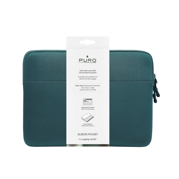 Чанта с ръкав Puro SLIM POCKET, неопрен, 13 инча, зелена