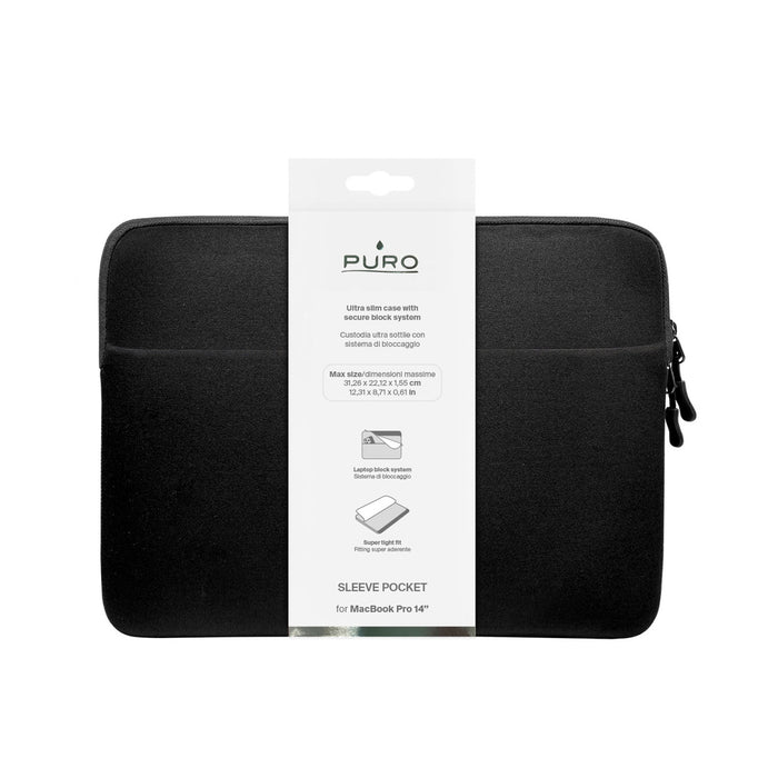 Чанта с ръкав Puro SLIM POCKET, неопрен, 14 инча, черна