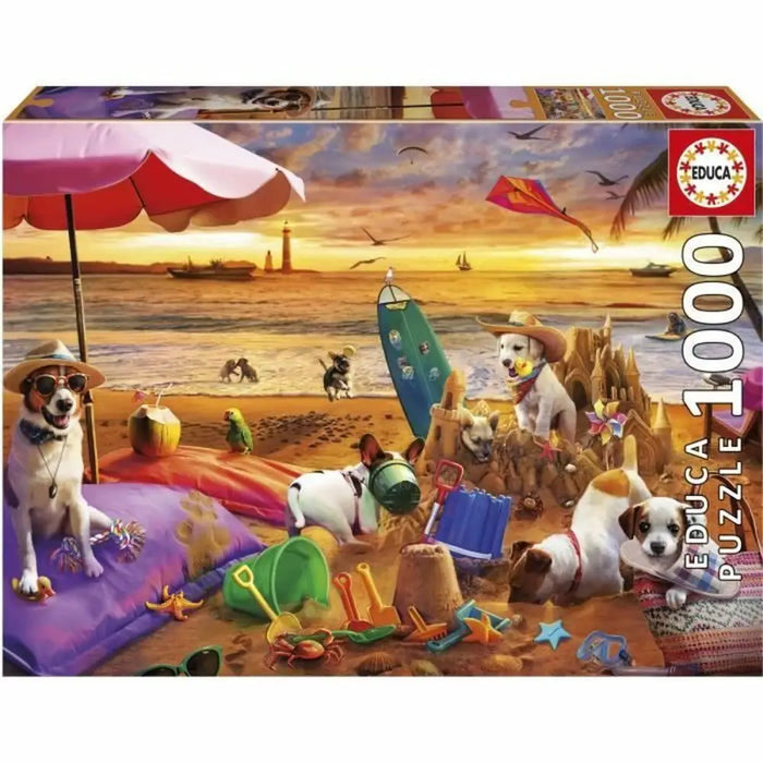 Пъзел Educa Perros jugando en la playa 1000 Части