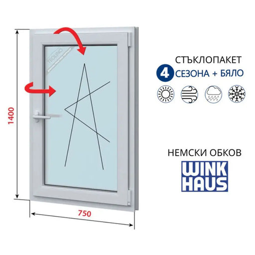 PVC ПРОЗОРЕЦ PROFILINK 5-КАМЕРЕН 750/1400 БЯЛ