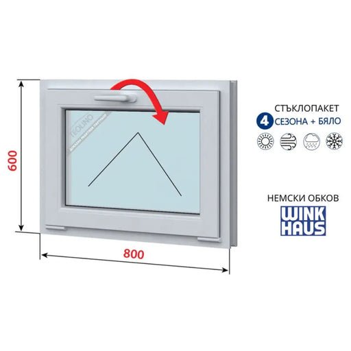 PVC ПРОЗОРЕЦ PROFILINK 5-КАМЕРЕН 800/600 БЯЛ