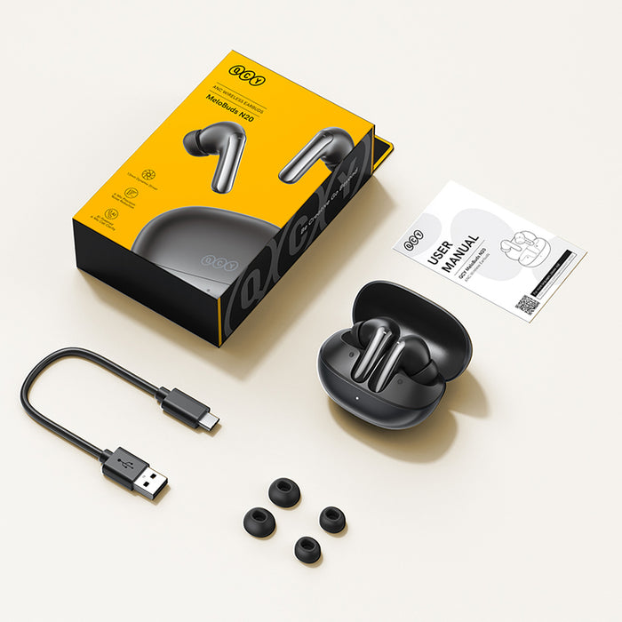 QCY MeloBuds N20 Безжични слушалки за уши с шумопотискане и ANC - Черни