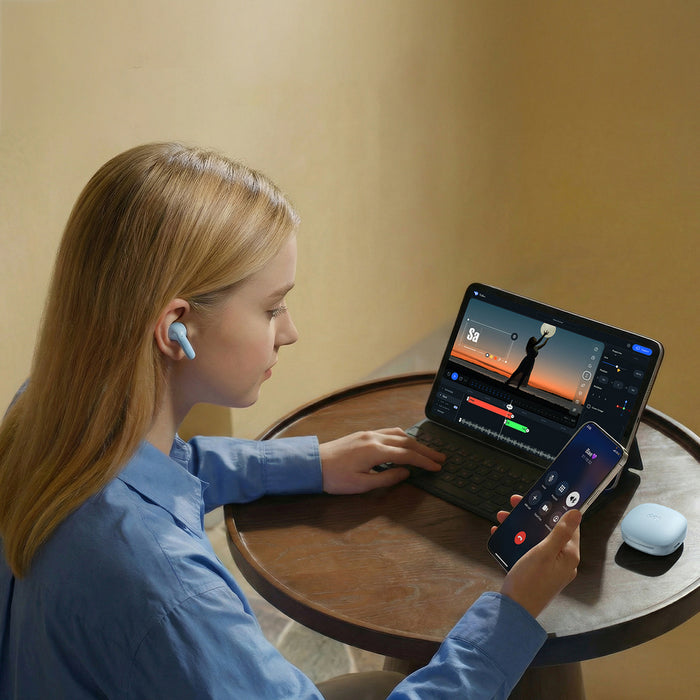 QCY T13 Pro Безжични слушалки за уши с шумопотискане и ANC - бели