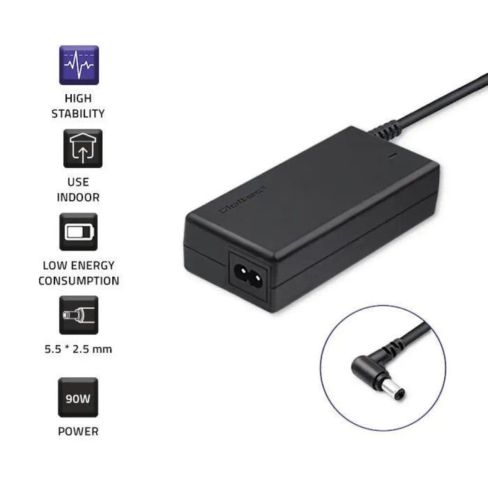 Qoltec 50071.90W захранващ адаптер/инвертор Indoor Black