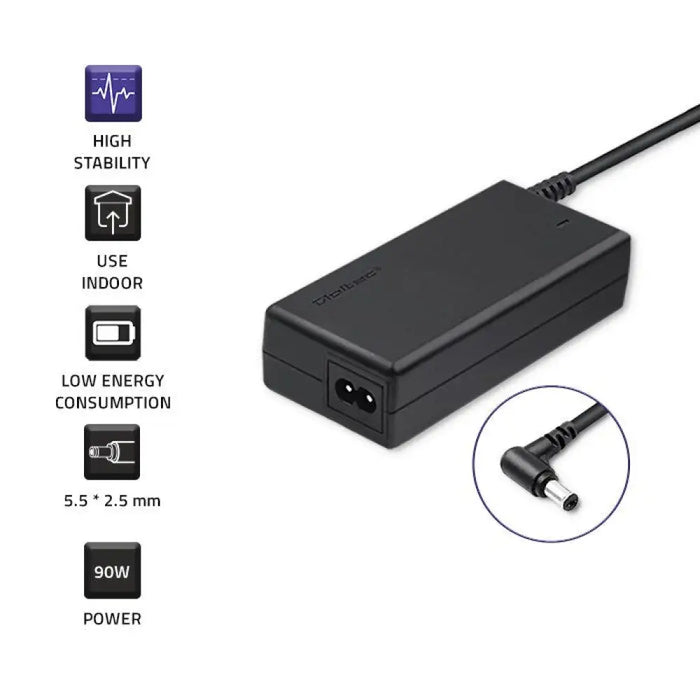 Qoltec 50076.90W захранващ адаптер/инвертор Indoor Black