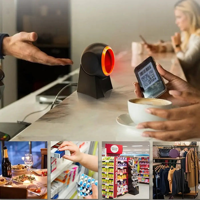 Qoltec 50857 Кабелен настолен баркод скенер 1D | 2D