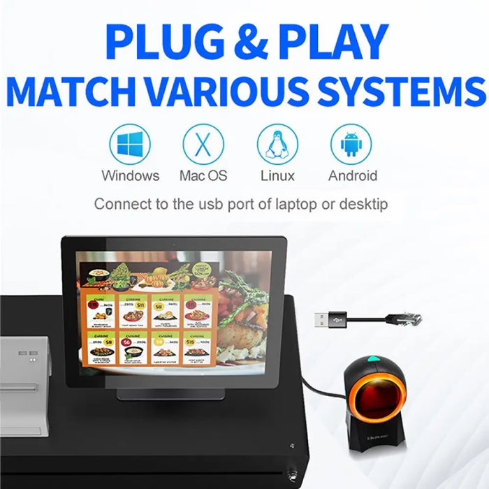 Qoltec 50857 Кабелен настолен баркод скенер 1D | 2D