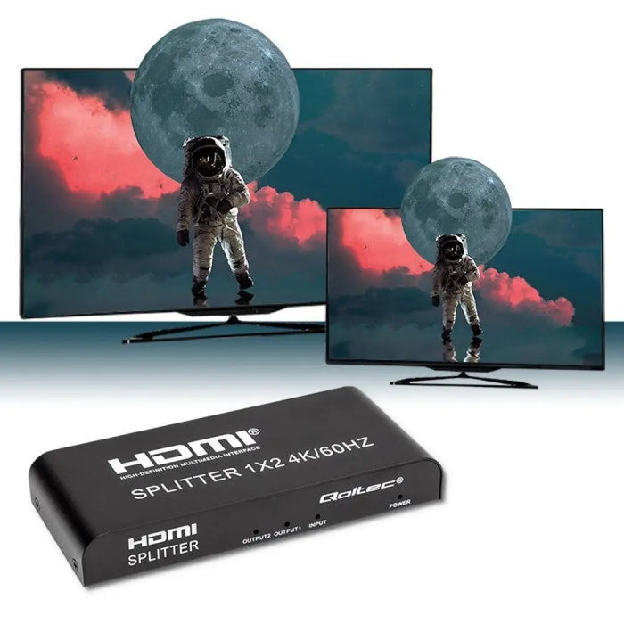 Qoltec 51797 активен HDMI сплитер 2 x HDMI 4K x 2K | 6Gb/s