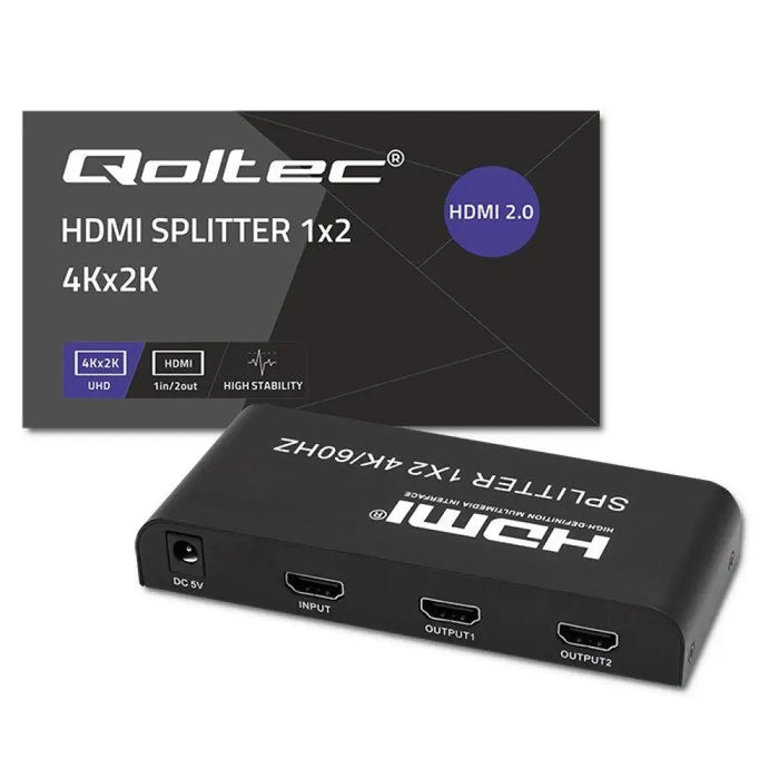 Qoltec 51797 активен HDMI сплитер 2 x HDMI 4K x 2K | 6Gb/s