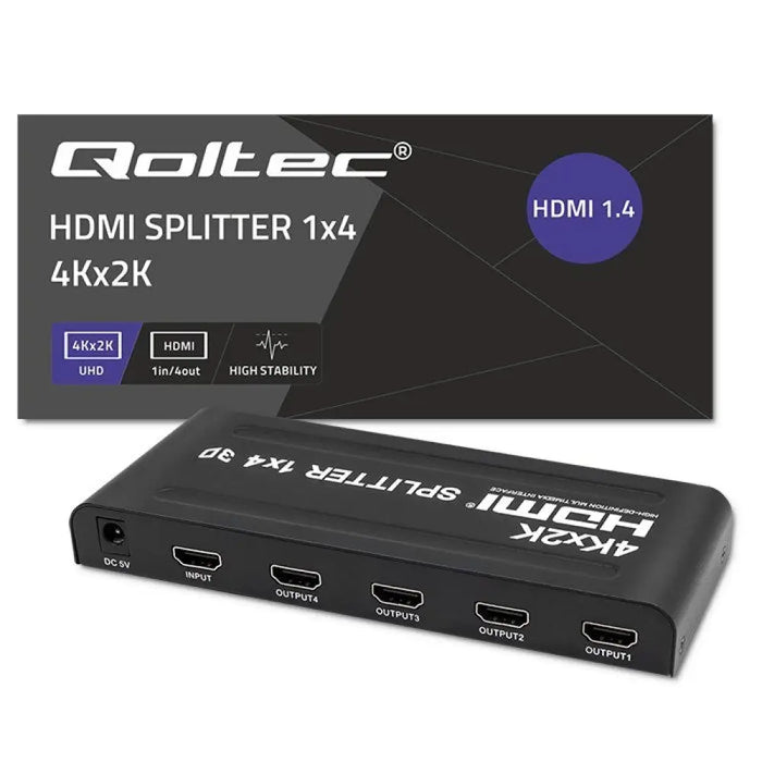 Qoltec 51798 активен HDMI сплитер 4 x HDMI 4K x 2K | 3,4