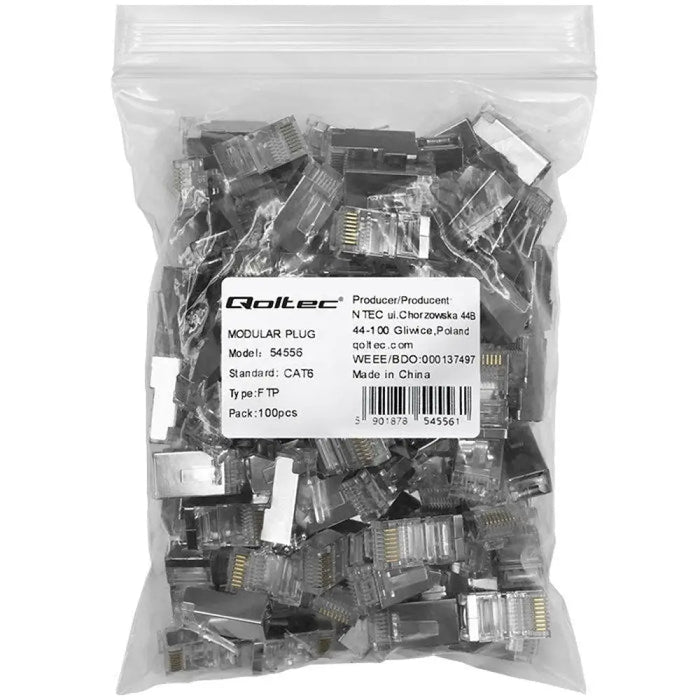 Qoltec 54556 Модулен конектор RJ45 | CAT6 | FTP | Позлатени