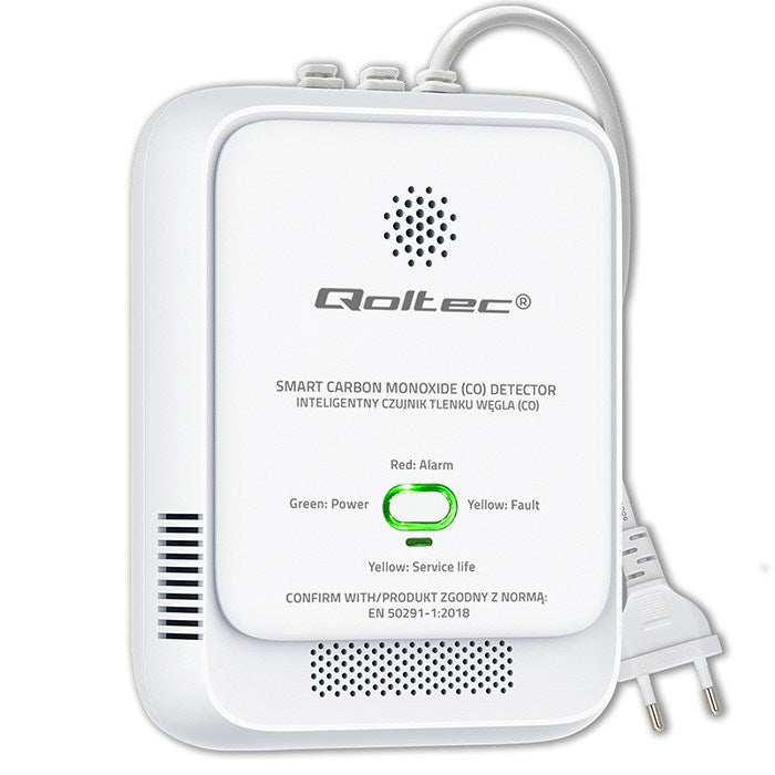Qoltec 52576 Сензор за въглероден оксид | CO детектор | аларма 85dB | LED