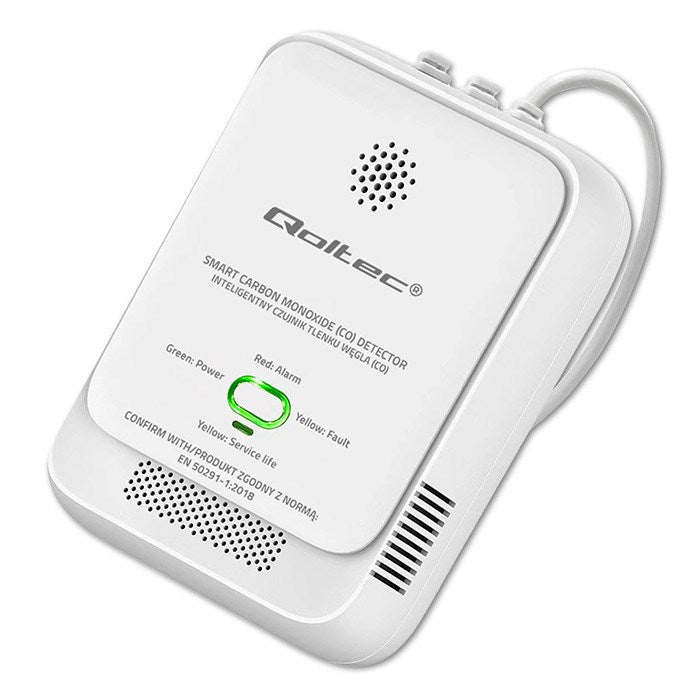 Qoltec 52576 Сензор за въглероден оксид | CO детектор | аларма 85dB | LED