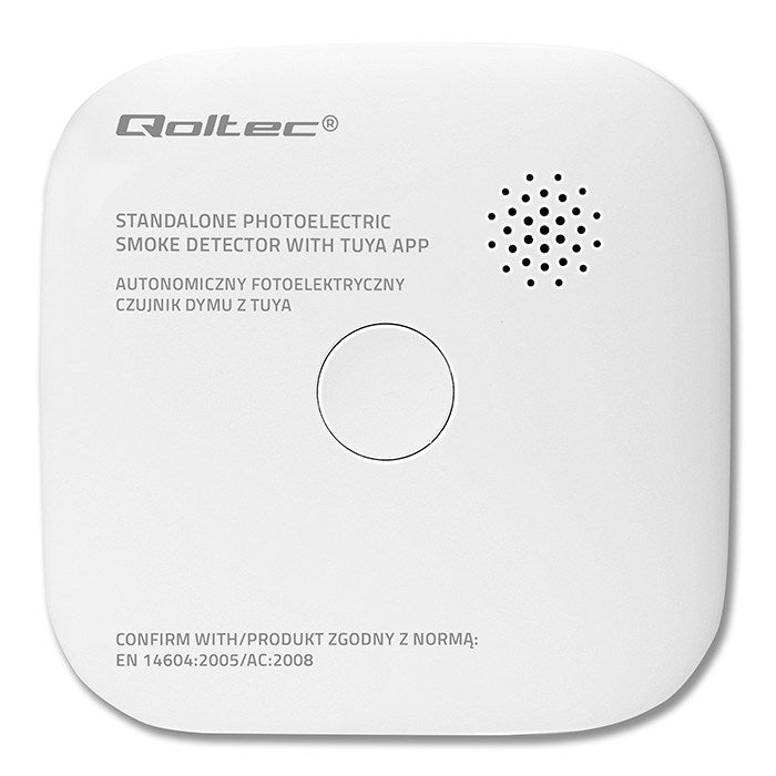 Qoltec 52579 Безжичен детектор за дим с батерия | Tuya | Wi-Fi | живот на сензора 10 години | аларма 85dB | LED