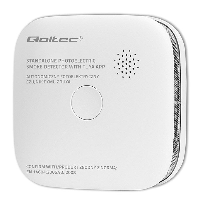 Qoltec 52579 Безжичен детектор за дим с батерия | Tuya | Wi-Fi | живот на сензора 10 години | аларма 85dB | LED