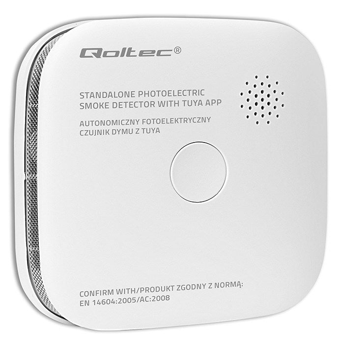 Qoltec 52579 Безжичен детектор за дим с батерия | Tuya | Wi-Fi | живот на сензора 10 години | аларма 85dB | LED