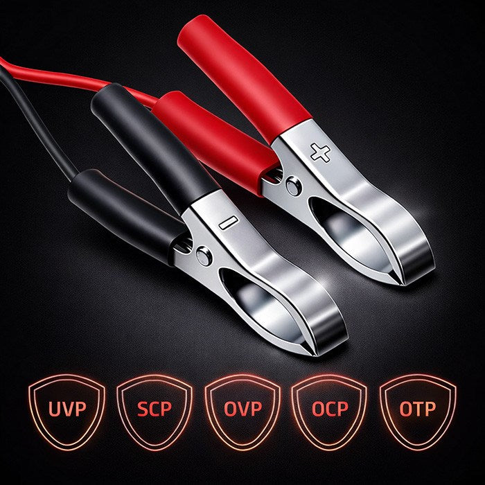 Qoltec 52665 Автоматично зарядно устройство за AGM GEL STD батерии | 24V зарядно | 2A | 48W | LED | 1.8 м кабел