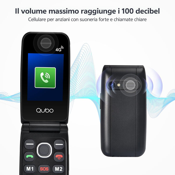 Мобилен телефон за по-възрастни хора Qubo NEONWBK 4G 2,4" 32 GB Черен