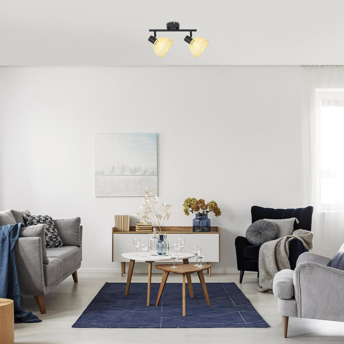 СПОТ RATTAN E14 2XMAX15W ЧЕРНО