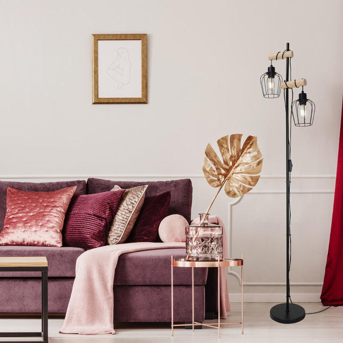 ЛАМПИОН FABIAN 2XE27 МЕТАЛ/ДЪРВО ЧЕРЕН