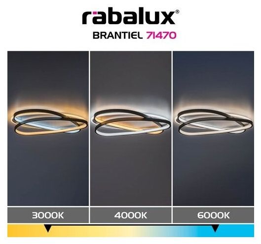 LED плафон Rabalux - Brantiel, 57W, 3000-6000K, с дистанционно, бял/черен