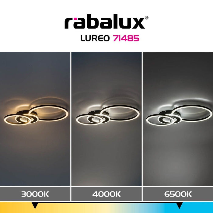 LED плафон Rabalux - Lureo, 24W, 3000-6500K, 46-60cm, с дистанционно, черен