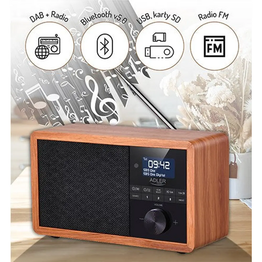 Радио Adler AD 1184 Черен Дървен