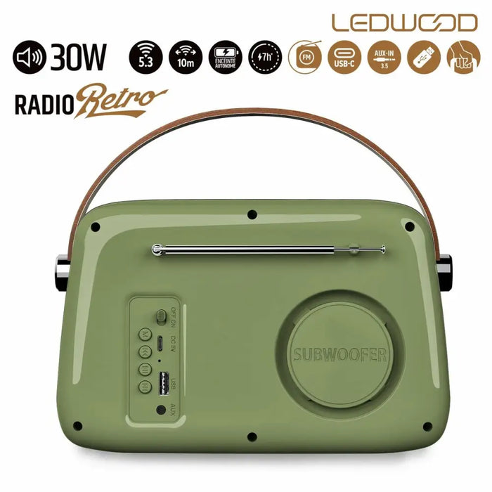 Радио-транзистор Ledwood ALMA GREY Зелен 30 W