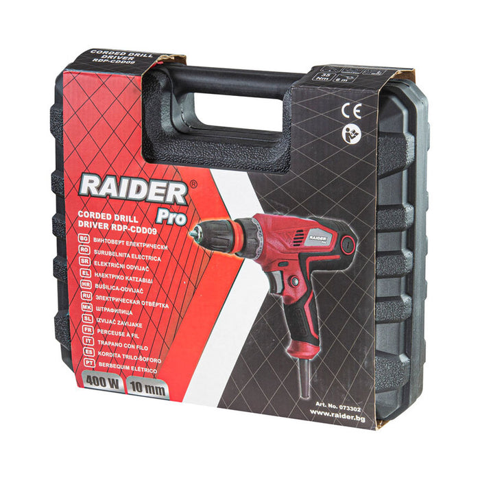 ЕЛЕКТРИЧЕСКИ ВИНТОВЕРТ СЪС СМЕНЯЕМ ПАТРОННИК RAIDER PRO RDP-CDD09 КУФАР