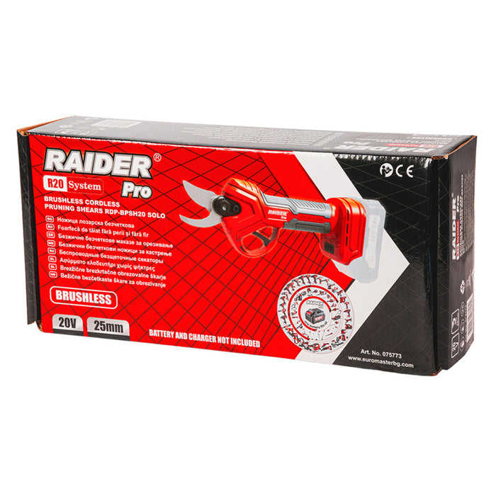 АКУМУЛАТОРНА БЕЗЧЕТКОВА ЛОЗАРСКА НОЖИЦА RAIDER PRO RDP-BPSH20 20 V