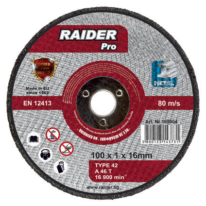 ДИСК ЗА МЕТАЛ Ф100X1X16 MM RAIDER