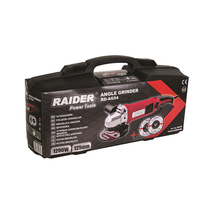 ЪГЛОШЛАЙФ RAIDER RD-AG54 125 мм, 1200 W, КУФАР
