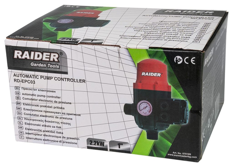 Електронен пресостат Raider - RD-EPC03, 2.2 kW, 1"