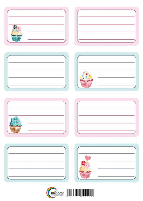 Комплект ученически етикети Rainbow - Cupcakes, 24 броя