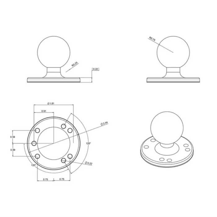 RAM MOUNT Монтажна основа за равна повърхност RAM-202U