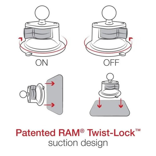 RAM Mount RAM-B-224-1U Вендуза за предно стъкло/табло Черна