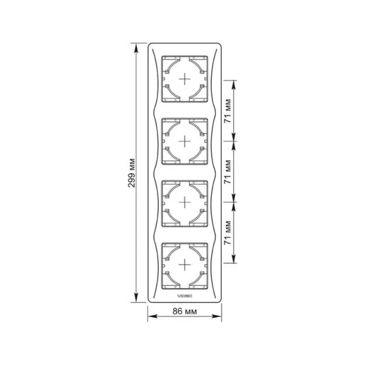 РАМКА ЧЕТВОРНА ВЕРТИКАЛНА VF-BNFR4V-W BINERA VIDEX - БЯЛ