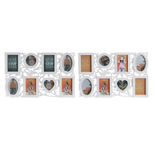 Рамка за снимки DKD Home Decor 8 снимка Кристал Бял PP (58