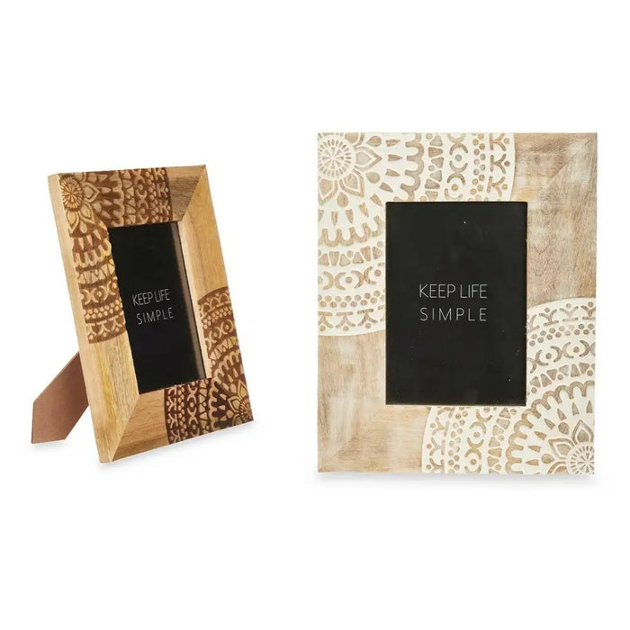 Рамка за снимки Gift Decor 22 22 Бял Кафяв Дърво манго