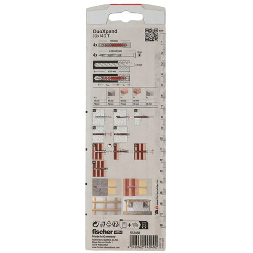 РАМКОВ ДЮБЕЛ Ф10X140ММ 4БРОЯ FISCHER DUOXPAND